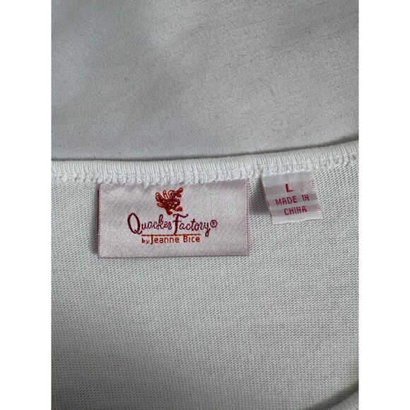Vintage Quaker Factory White Embroidered Blouse USA Quirky Size L Novelty Funky - Picture 7 of 11